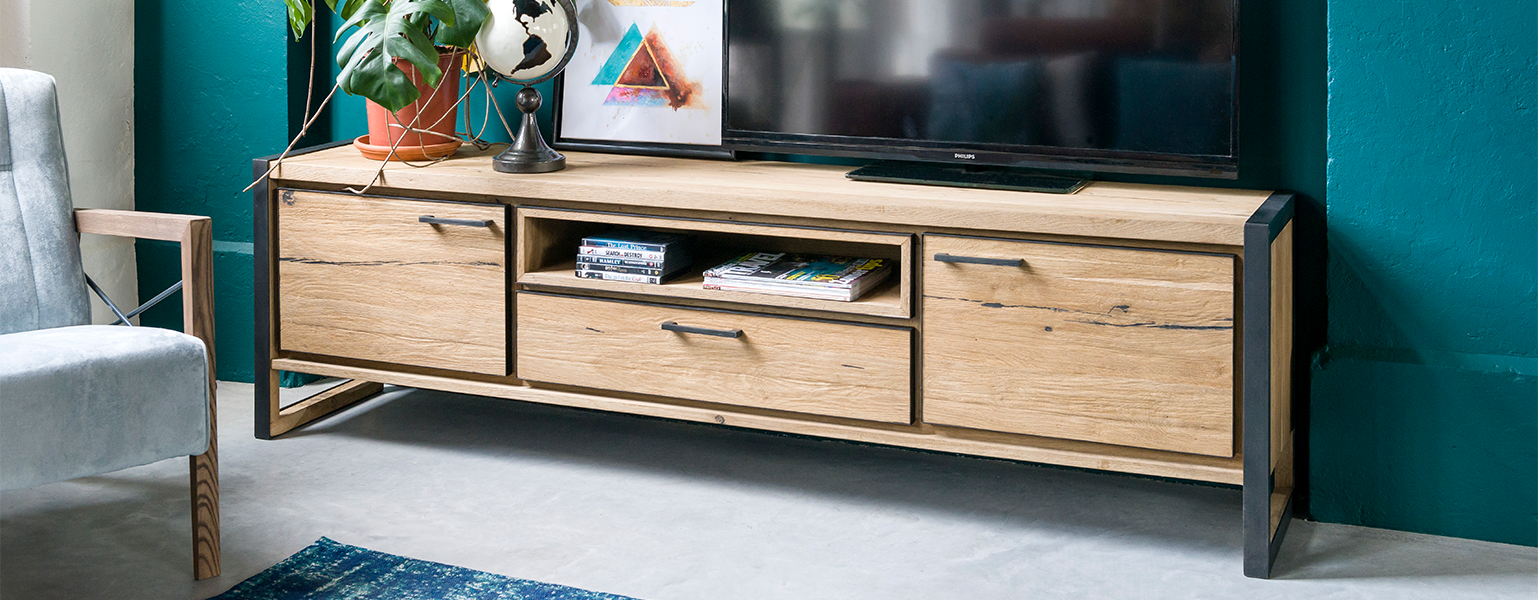 Buurt meer Centrum Tv-meubels met hout en staal ⋆ Löwik Wonen & Slapen