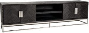 TV-dressoir 220 Blackbone silver 4-deuren  Top: Eiken