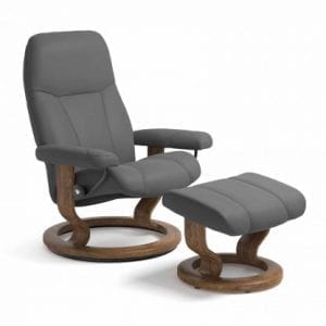 Stressless Consul relaxfauteuil - null Batick grey - maatvoering S - Classic onderstel - Lowik Wonen & Slapen fauteuil collectie