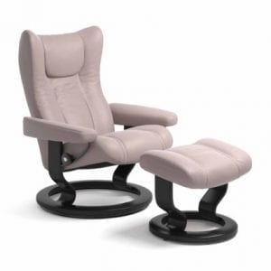 Stressless Wing relaxfauteuil - leder Batick smoke rose - maatvoering S - Classic onderstel - Lowik Wonen & Slapen fauteuil collectie