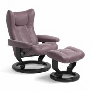 Stressless Wing relaxfauteuil - leder Paloma purple plum - maatvoering S - Classic onderstel - Lowik Wonen & Slapen fauteuil collectie