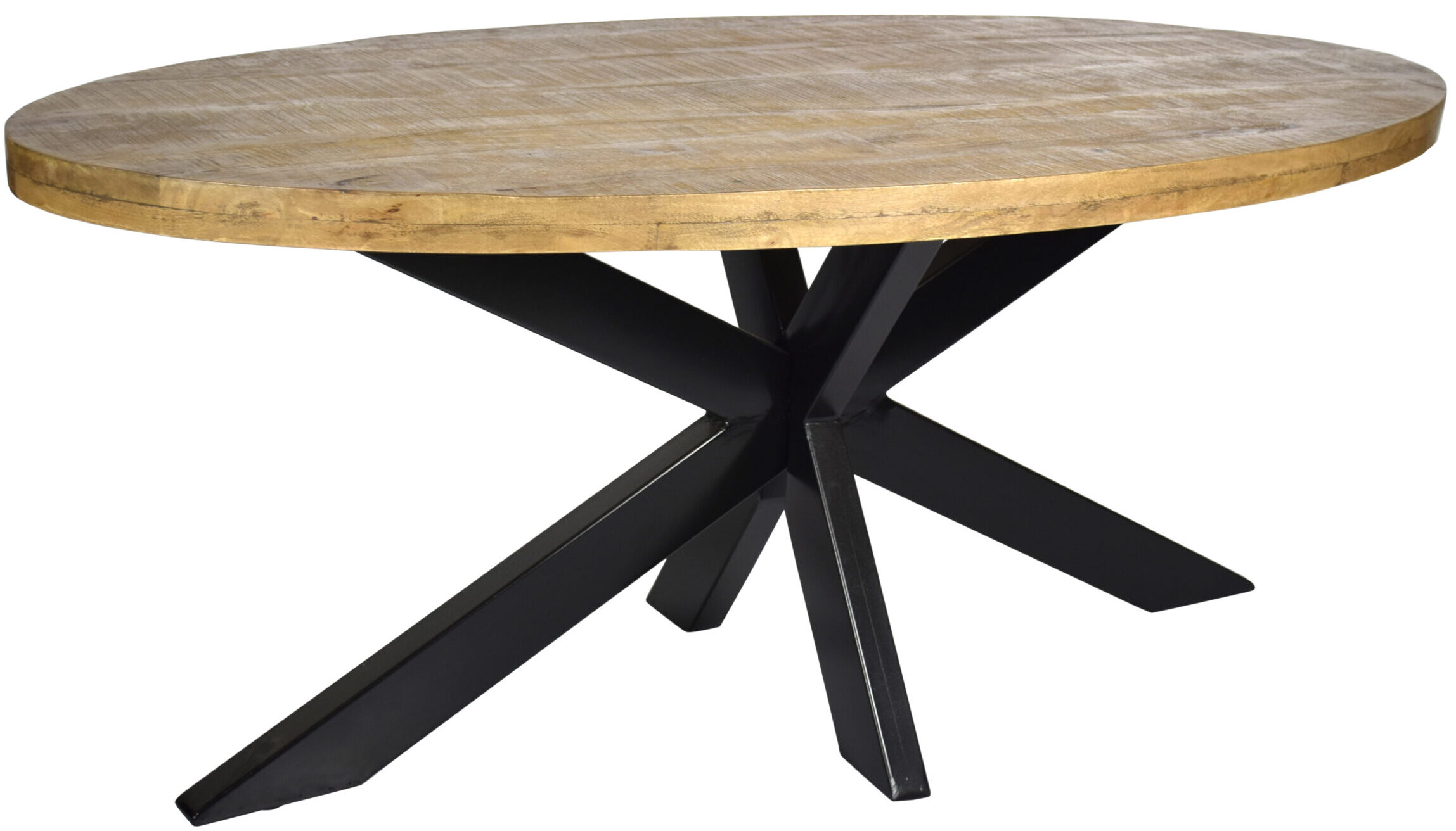 Livingfurn - Moderne Eetkamertafel Oval - Spider Tafelpoot - van Mango Hout en Gecoat Staal - 240 cm - Bruin