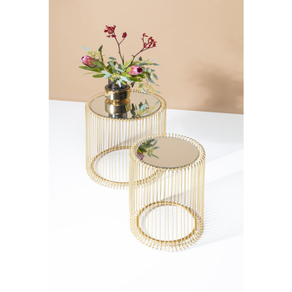 Bijzettafel Table Wire Brass (2/Set) Ã˜44cm Kare Design Bijzettafel 83457