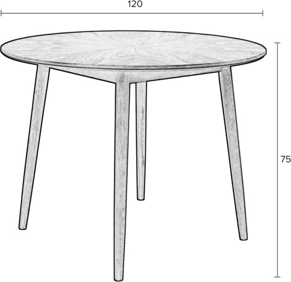 Tafel Fabio 120' Natural Zuiver Eettafel ZVR2100130