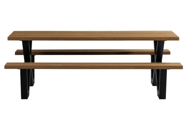 WOOOD Tablo Outdoor Picknicktafel Naturel Met X-poot Metaal Zwart Eettafel