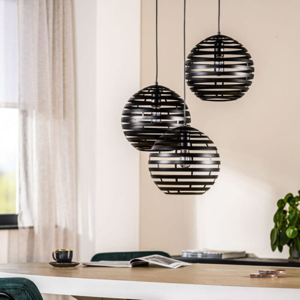 Pronto Wonen Hanglamp Fiorenza Ø 30 cm zwart staal Zwart Lamp