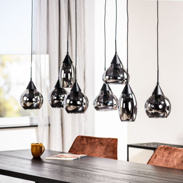 Pronto Wonen Hanglamp Lungo glas smoke zwart Zwart Lamp