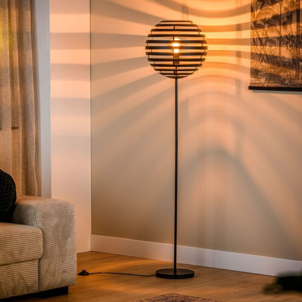 Pronto Wonen Vloerlamp Fiorenza Ø 40 cm zwart staal Zwart Lamp