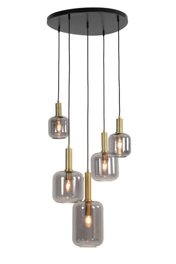 Hanglamp Lekar - Antiek Brons+smoke Glas Light & Living Hanglamp 2949084