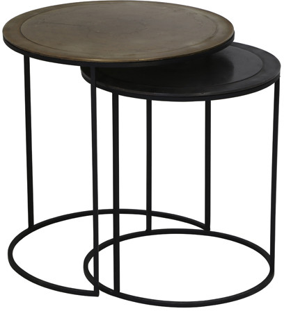 Light & Living Talca Edge Ronde Bijzettafel - Antiek Brons/Antiek Koper - Set/2 - Ø41x46 + Ø49x52cm