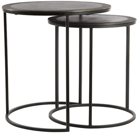 Light & Living Talca Ronde Bijzettafel - Ruw Lood - Set/2 - Ø41x46 + Ø49x52 cm