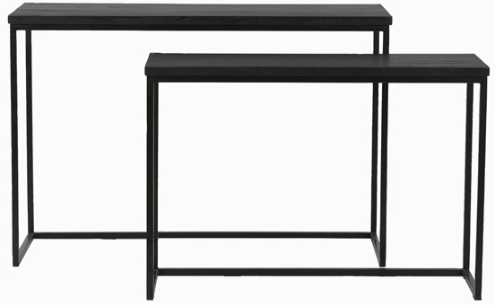 Light&Living Side table S/2 100x30x70+120x40x82 cm BRYSON hout mat zwart