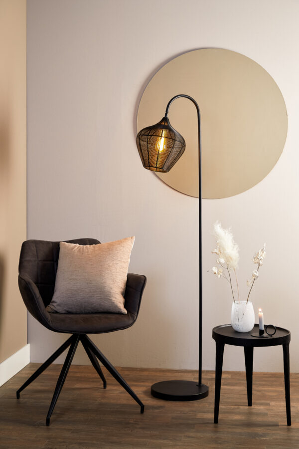 Vloerlamp Alvaro - Mat Zwart Light & Living Vloerlamp 8213012