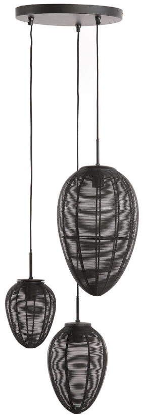 Light & Living Hanglamp Yaelle 3-Lamps Getrapt - Mat Zwart