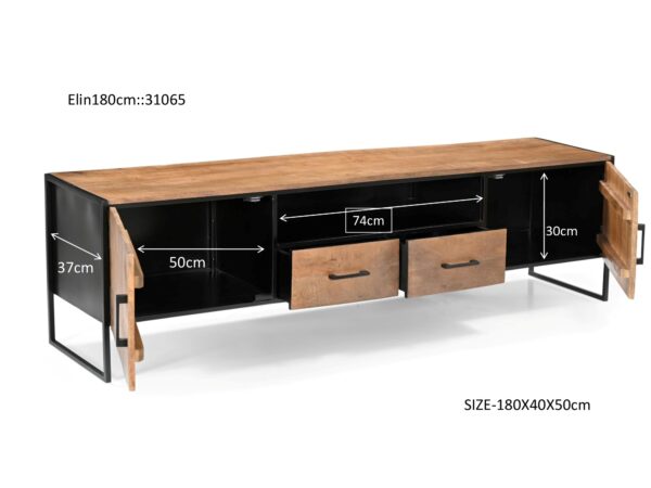 Livingfurn Tv-dressoir Elin 180cm Bruin|Naturel Tv-meubel|Tv-dressoir