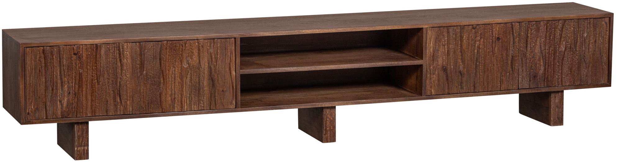 Lavish tv meubel met bewerkte deuren hout - warm bruin