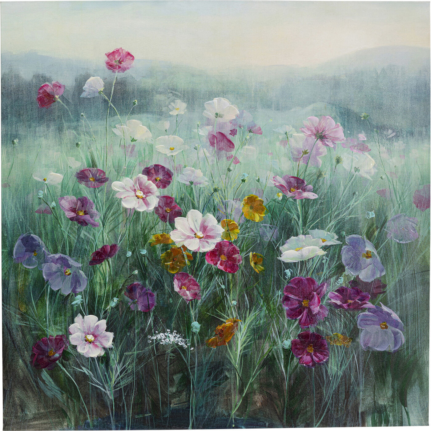 Schilderij Canvas Pastell Flowers - 120x120cm