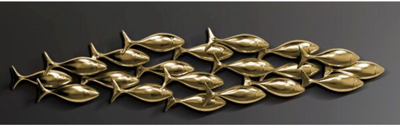 Wanddecoratie School Of Tuna Gold 181x41cm