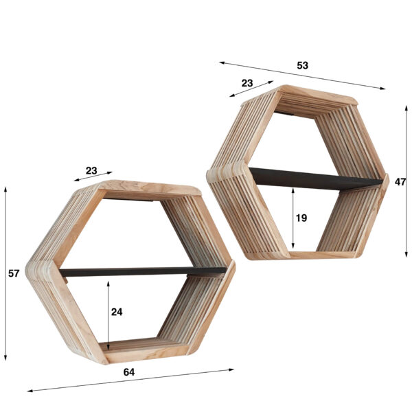 Wandschap Set-2 Hexagon Teakhout Verweerd - Teakhout Verweerd Bullcraft Wandrek 2672/19