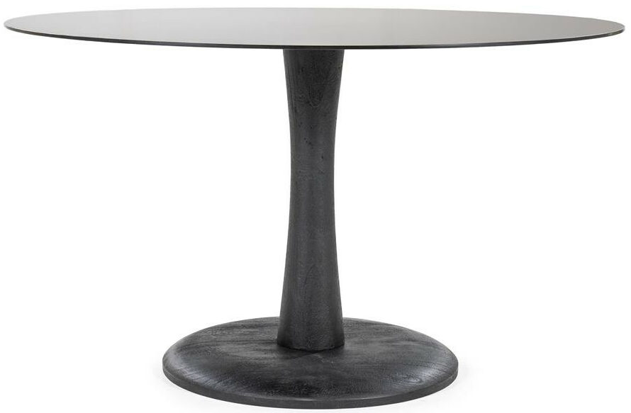 By-Boo Eettafel 'Boogie' Mangohout en glas, 130cm, kleur Zwart