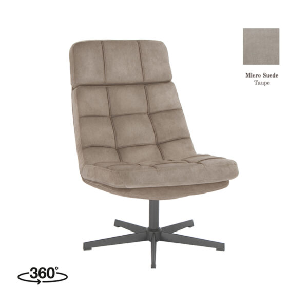 LABEL51 Fauteuil Alvar - Taupe - Micro Suede Taupe Fauteuil