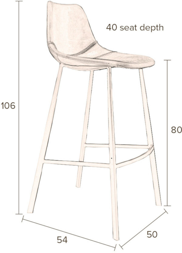 Barstoel Franky Brown Dutchbone Barstoel ZVR1500040