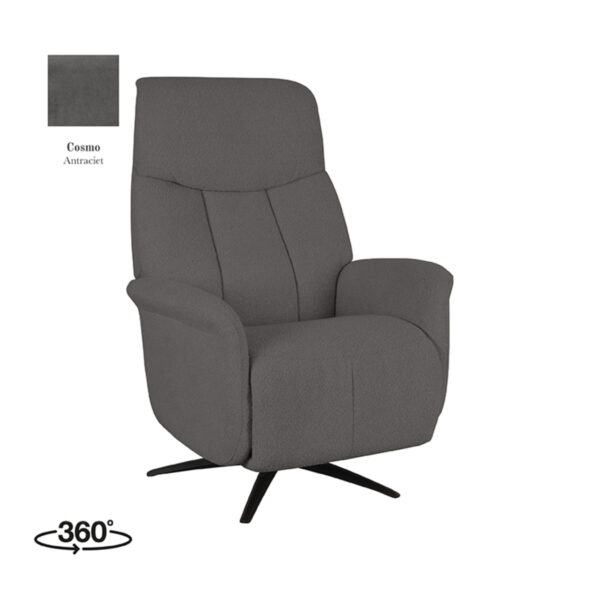 LABEL51 Fauteuil Oslo - Antraciet - Cosmo - Elektrische Antraciet Fauteuil