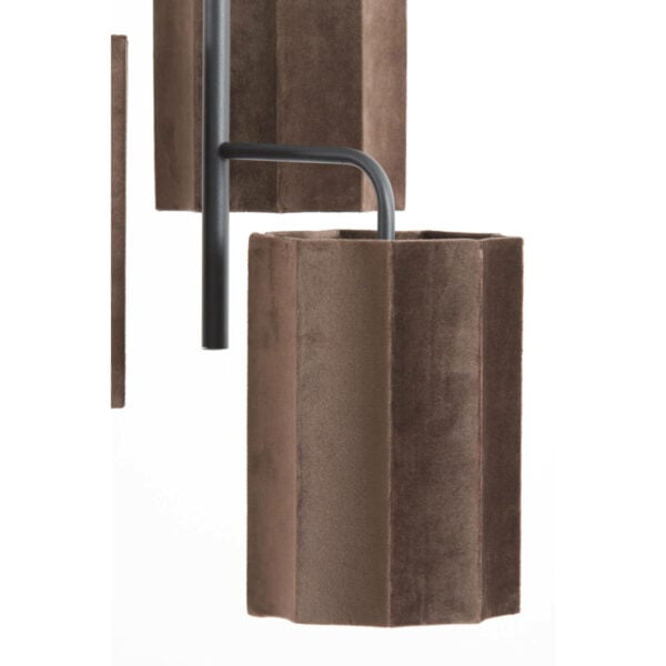 Hanglamp Edisa - Velvet Donker Bruin+mat Zwart Light & Living Hanglamp 2974683