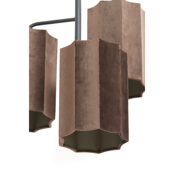 Hanglamp Edisa - Velvet Donker Bruin+mat Zwart Light & Living Hanglamp 2974683