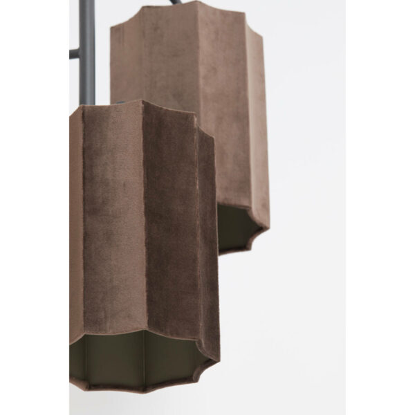 Hanglamp Edisa - Velvet Donker Bruin+mat Zwart Light & Living Hanglamp 2974683