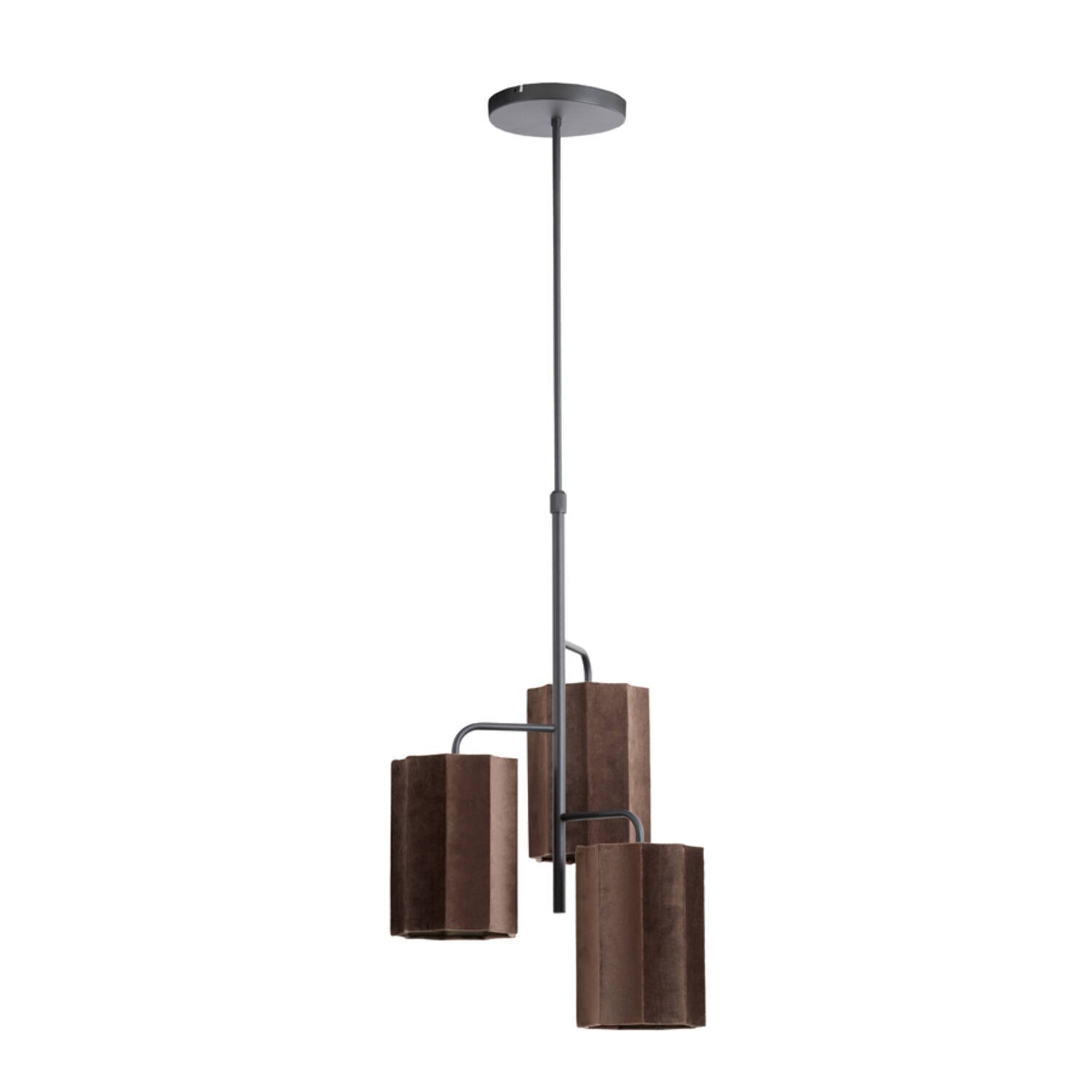 Hanglamp Edisa - Velvet Donker Bruin+mat Zwart Light & Living Hanglamp 2974683