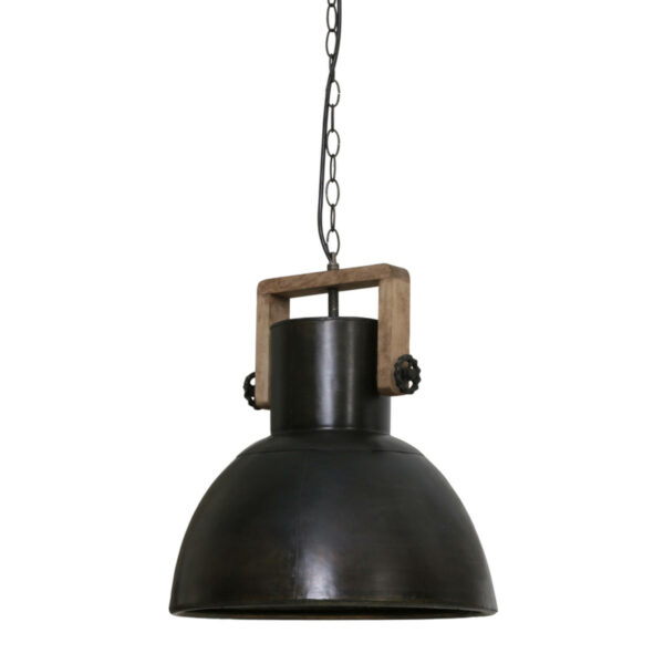 Hanglamp Shelly - Zwart Zink+hout Bruin Light & Living Hanglamp 3097012