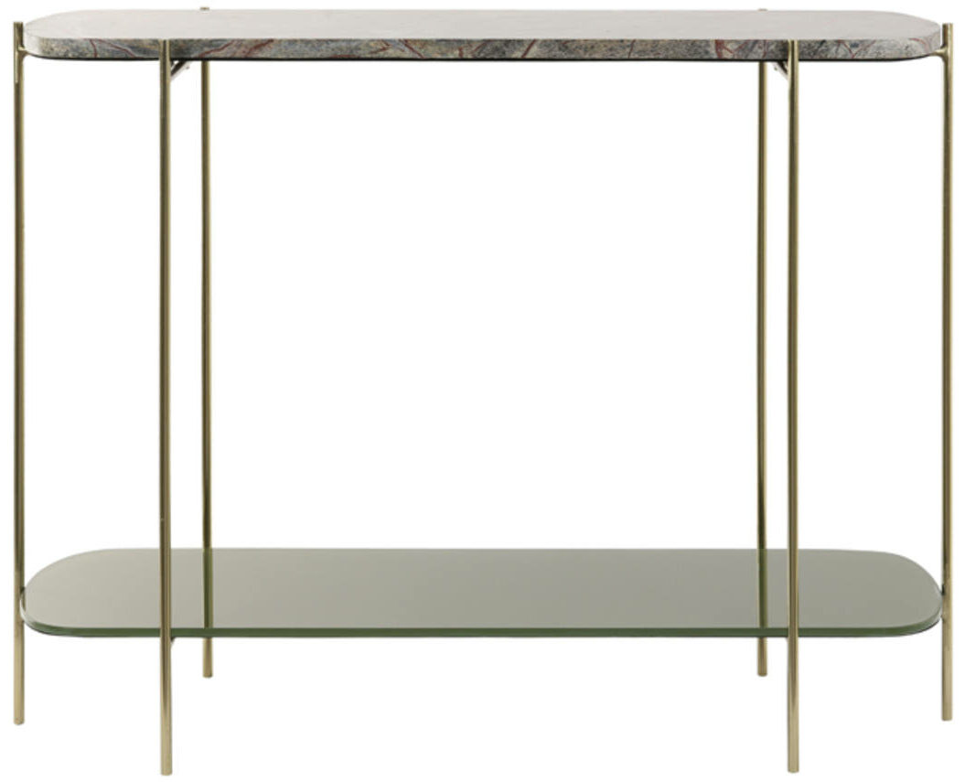 Light & Living Besut - Side Table - Marmer Groen/Glas Goud - 103x37x80 cm