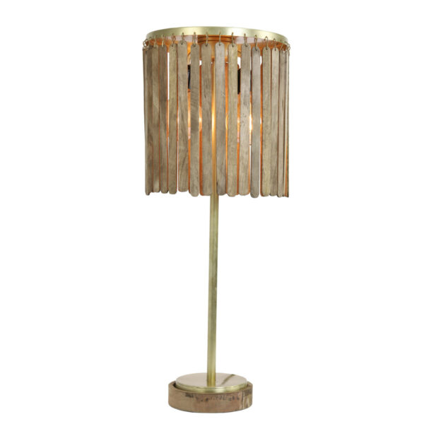 Tafellamp Gularo - Hout Donker Bruin-antiek Brons Light & Living Tafellamp 1865264
