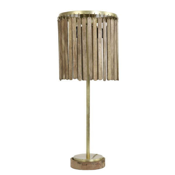 Tafellamp Gularo - Hout Donker Bruin-antiek Brons Light & Living Tafellamp 1865264