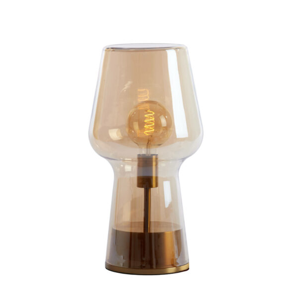 Tafellamp Tonga - Glas Amber+antiek Brons Light & Living Tafellamp 1881383