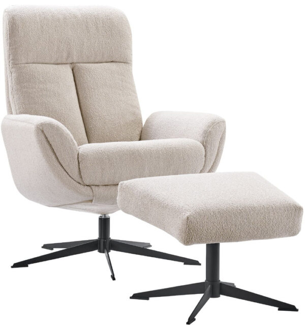 Profijt Meubel Draaifauteuil Langley beige met hocker Beige|Wit Draaifauteuil