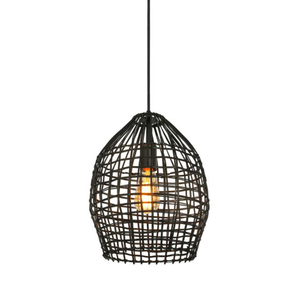 Pronto Wonen Hanglamp Orcia rond 30 cm rotan zwart Zwart Verlichting