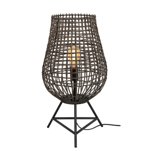 Pronto Wonen Tafellamp Scarperio rond 33 cm rotan bruin Bruin Verlichting