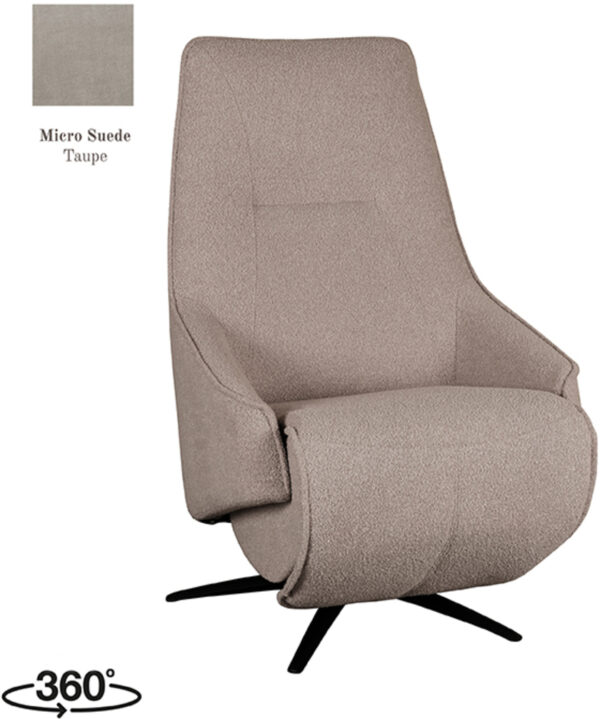 LABEL51 Fauteuil Odense - Taupe - Micro Suede - Elektrische Taupe Fauteuil