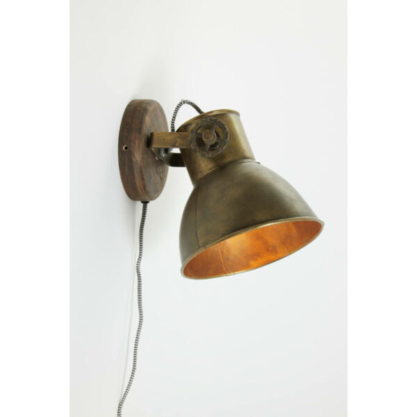 Wandlamp Elay - Hout Bruin+antiek Brons Light & Living Wandlamp 3113118