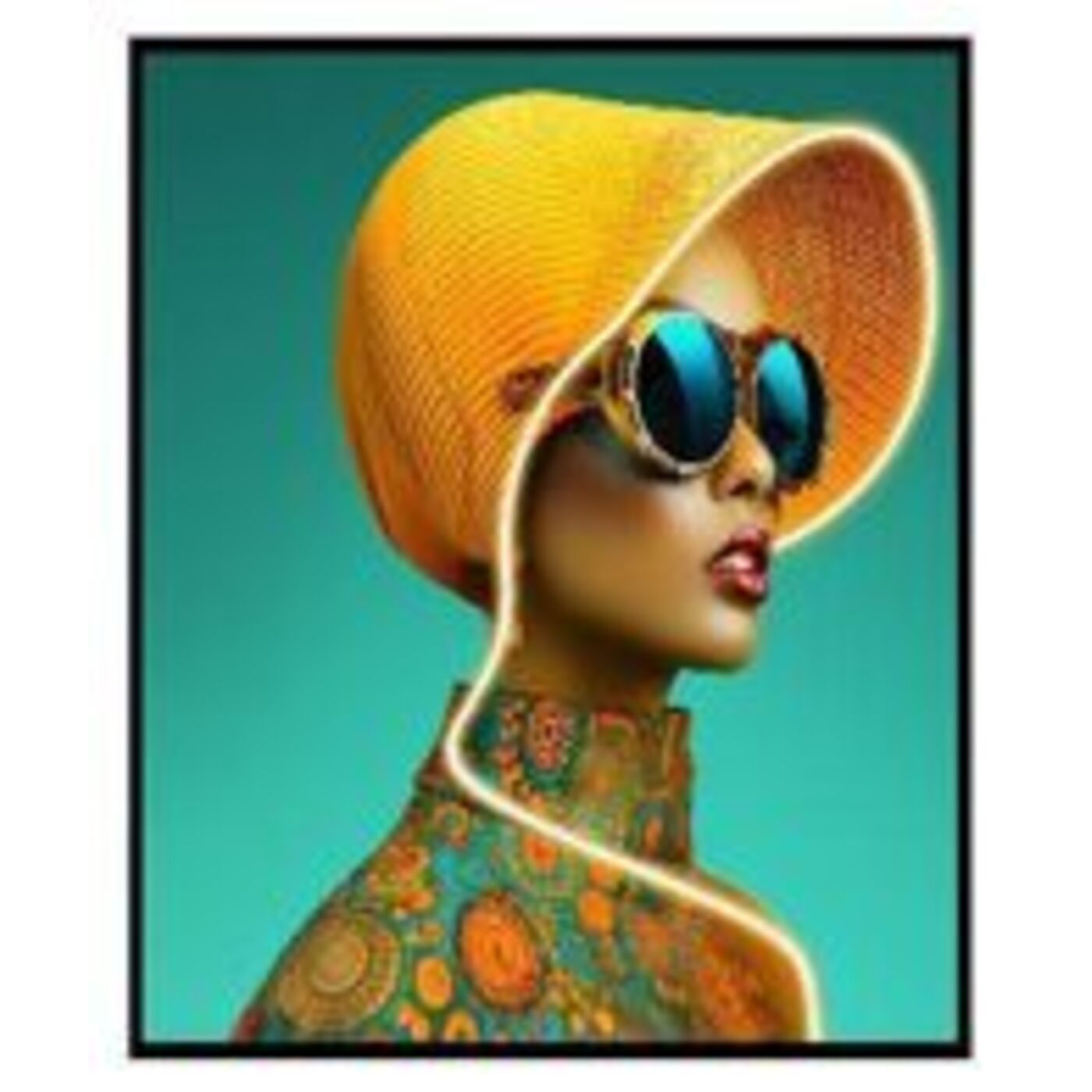 Fotolijst Sun Hat Woman Yellow LED 80x80cm Kare Design Fotolijst 56576