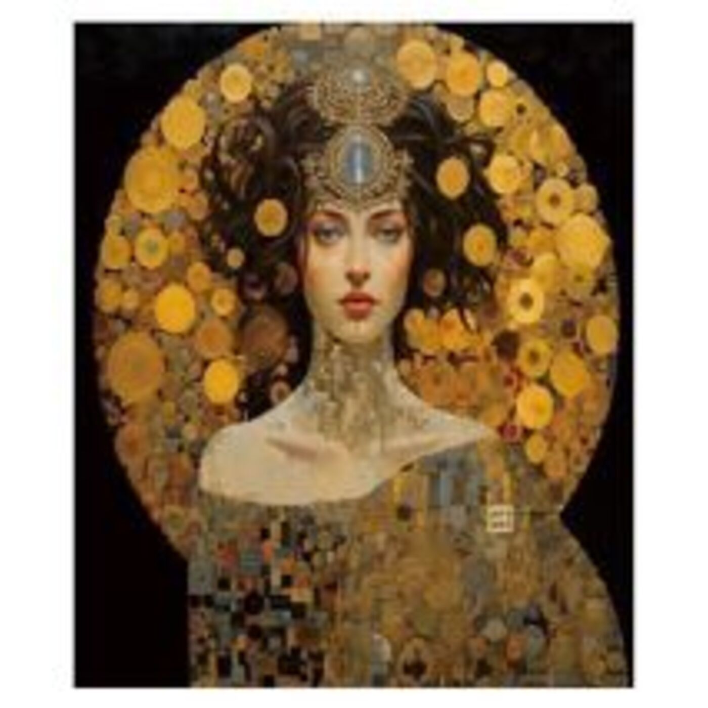 Schilderij Glas Art Nouveau Lady 3D 120x120cm Kare Design Schilderij 56575