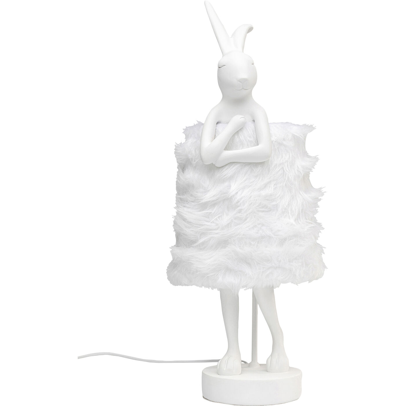 Tafellamp Animal Rabbit Fur White/Silver 68cm Kare Design Tafellamp 56670