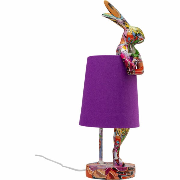 Tafellamp Animal Rabbit Graffiti/Purple 50cm Kare Design Tafellamp 56662