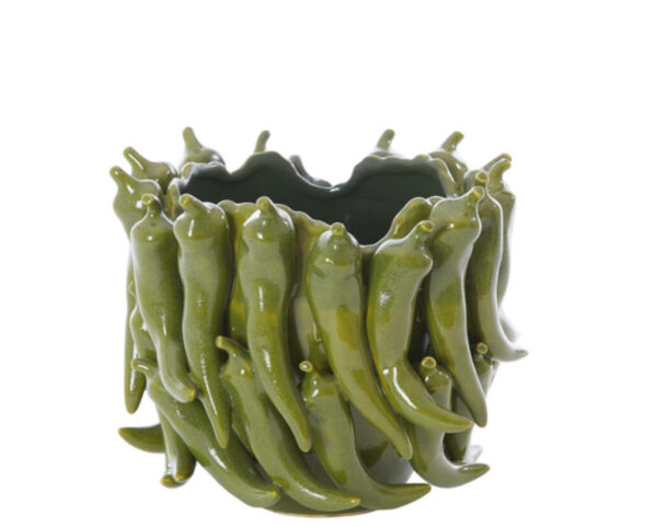 Vaas Pepper - Keramiek Donker Groen Light & Living Vaas 5851078