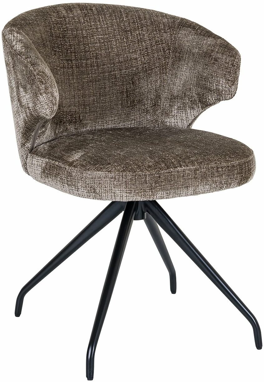 Richmond Interiors Draaifauteuil Milly stone chenille Taupe Eetkamerstoel