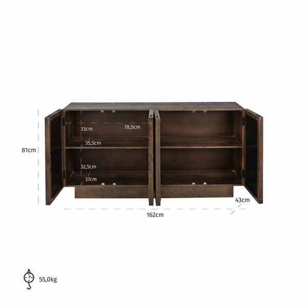 Richmond Interiors Dressoir Bryant 4-deuren Bruin Dressoir