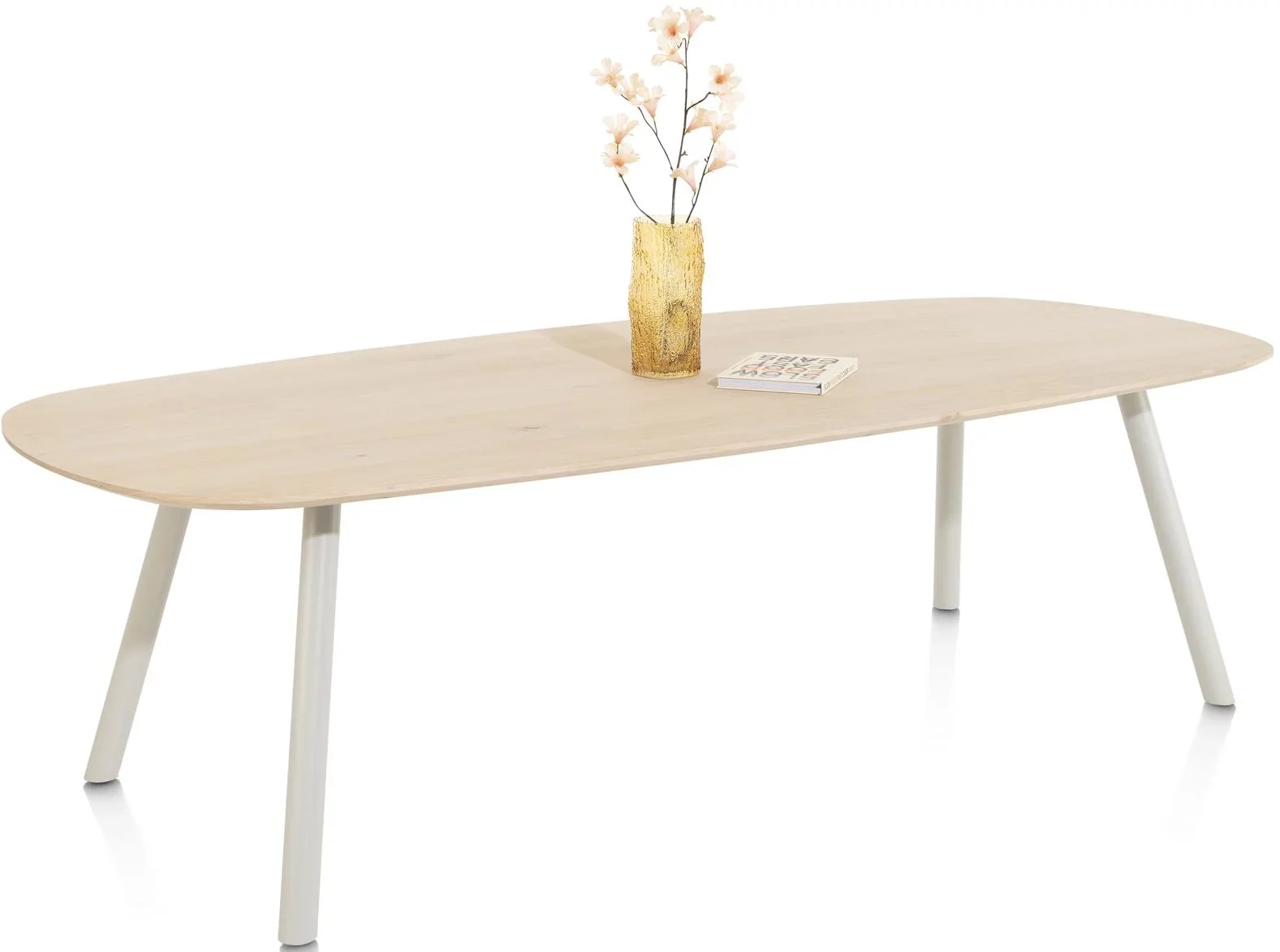 Xooon Niora eetkamertafel 240 x 115 cm - deens ovaal - metalen poot - silk grey naturel Eettafel