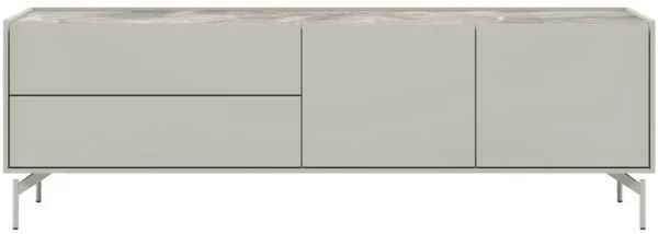 Xooon Noon lowboard 170 cm - 2-deuren + 2-laden - bovenblad in HPL light grey Grijs Kast